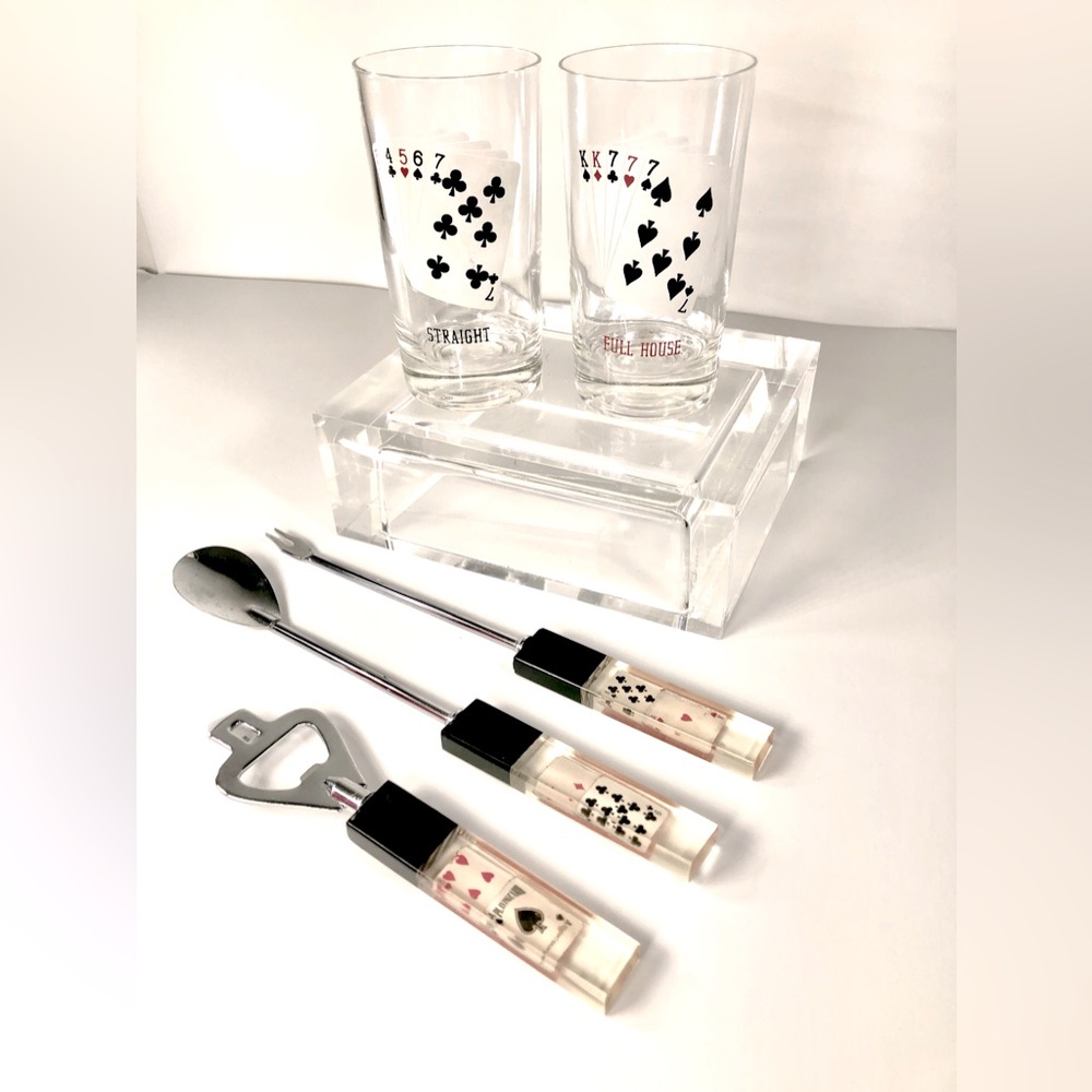 1950’s-1960’s BAR WARE LUCITE DECK OF CARDS PLAYING CARDS BARTENDING TOOLS